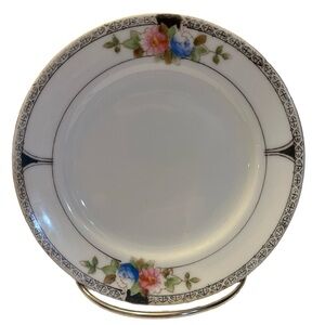 Vintage Noritake Floral China 5.25” Plate - White with Pink & Blue Flowers